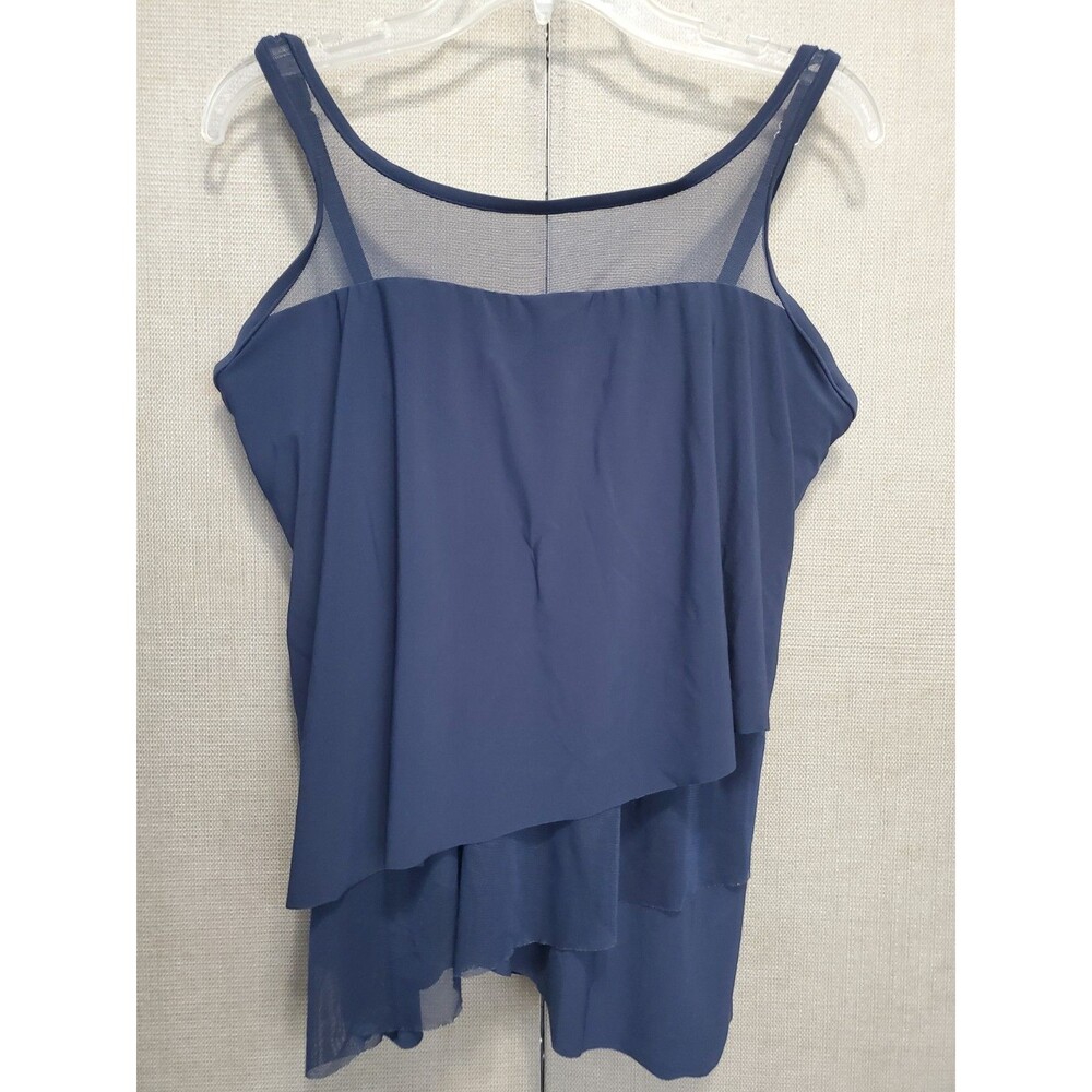 Miraclesuit Blue Illusionsit Mirage Underwired Layered Tankini Swim Top Size 14